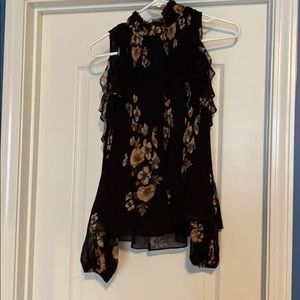 Long sleeve black floral blouse